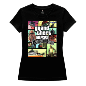 Camisa Preta Baby Look Grand Theft Auto San Andreas