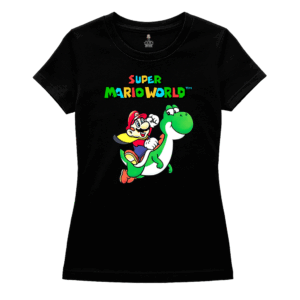 Camisa Preta Baby Look Super Mario SNES