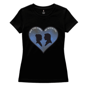 Camisa Preta Baby Look StarWars – May the force be with you (coração)